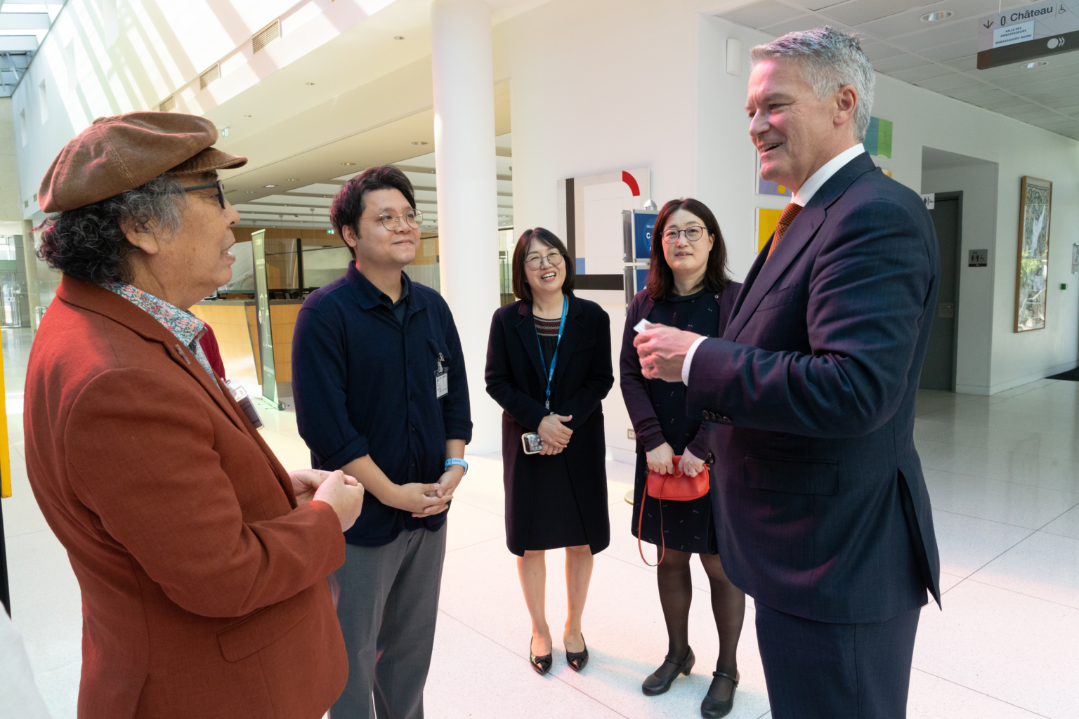 Mathias Cormann, Secretary-General of the OECD attends a donation artwork from artist, Mr. KIM Geun Tae, Korea to OECD in Paris on September 12, 2024.