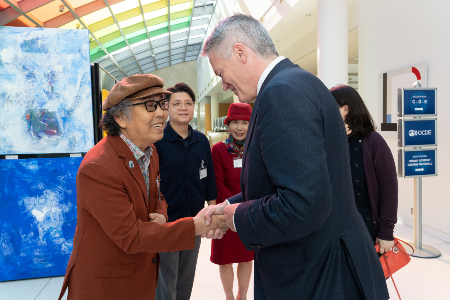 Mathias Cormann, Secretary-General of the OECD attends a donation artwork from artist, Mr. KIM Geun Tae, Korea to OECD in Paris on September 12, 2024.