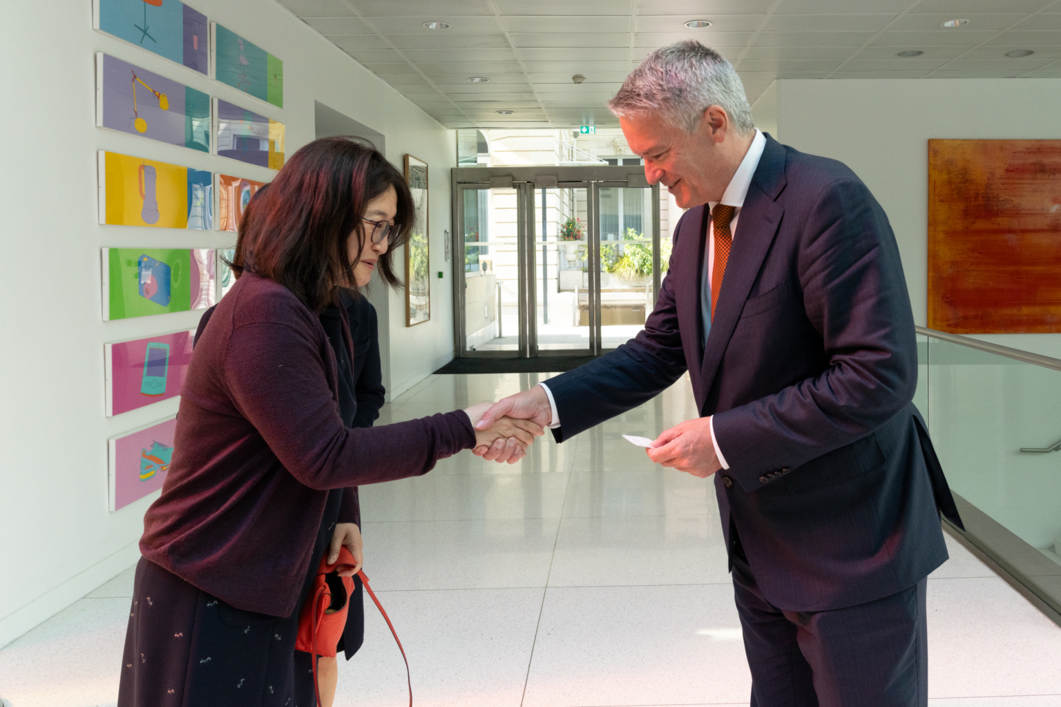 Mathias Cormann, Secretary-General of the OECD attends a donation artwork from artist, Mr. KIM Geun Tae, Korea to OECD in Paris on September 12, 2024.