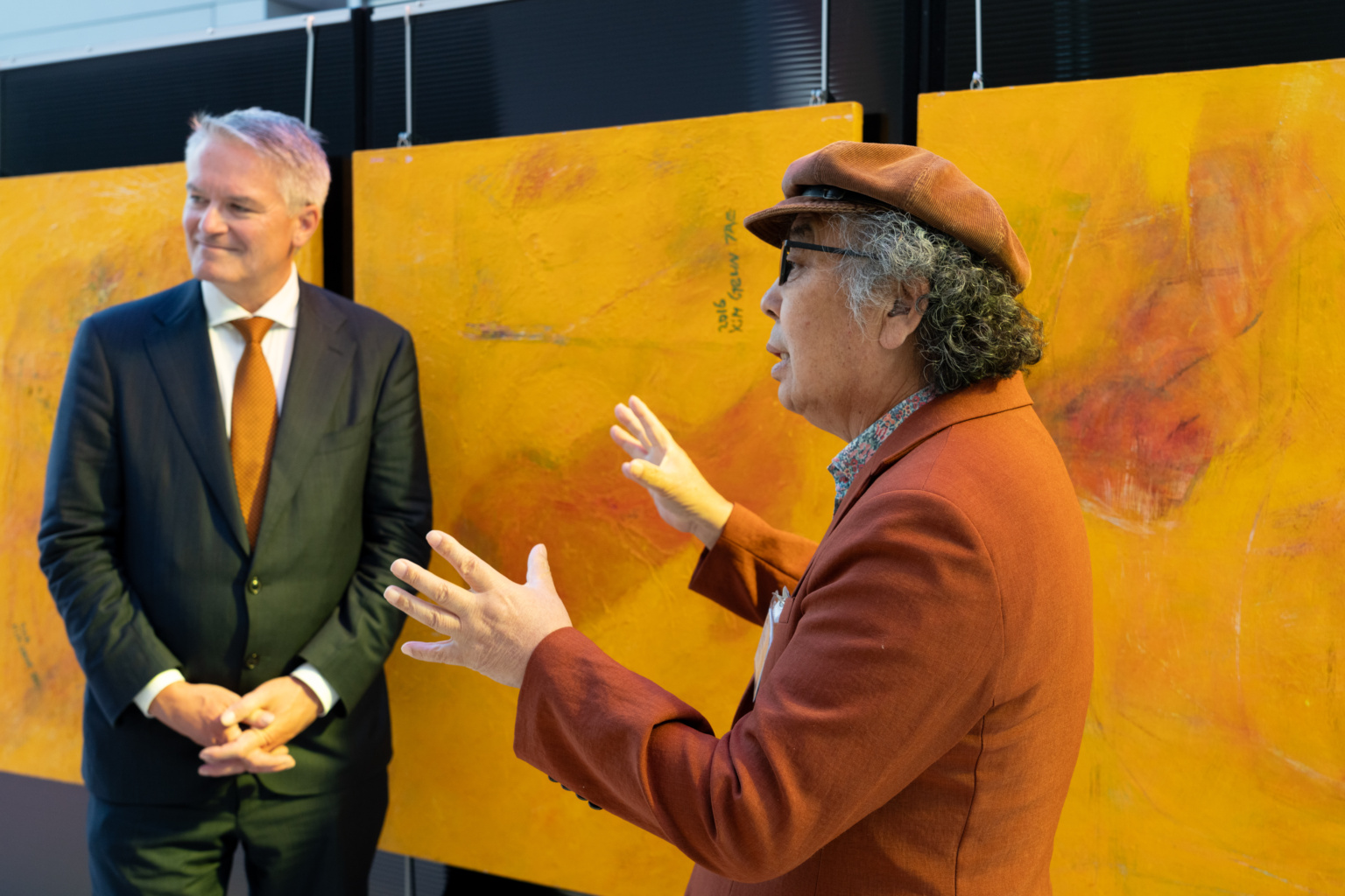 Mathias Cormann, Secretary-General of the OECD attends a donation artwork from artist, Mr. KIM Geun Tae, Korea to OECD in Paris on September 12, 2024.