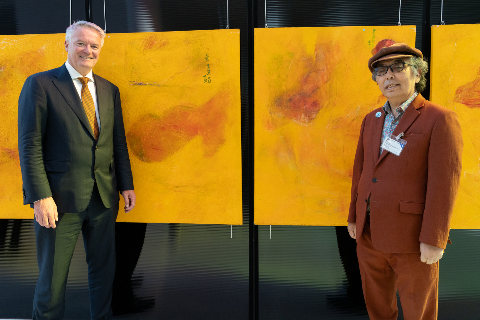 Mathias Cormann, Secretary-General of the OECD attends a donation artwork from artist, Mr. KIM Geun Tae, Korea to OECD in Paris on September 12, 2024.