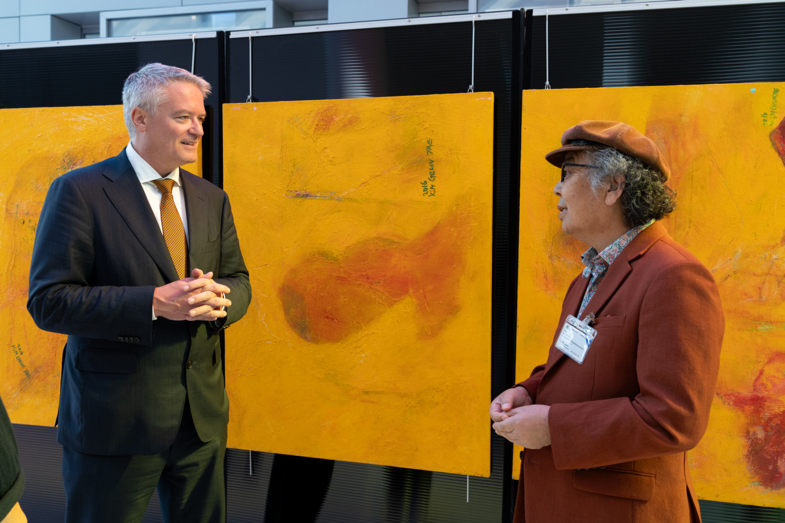 Mathias Cormann, Secretary-General of the OECD attends a donation artwork from artist, Mr. KIM Geun Tae, Korea to OECD in Paris on September 12, 2024.