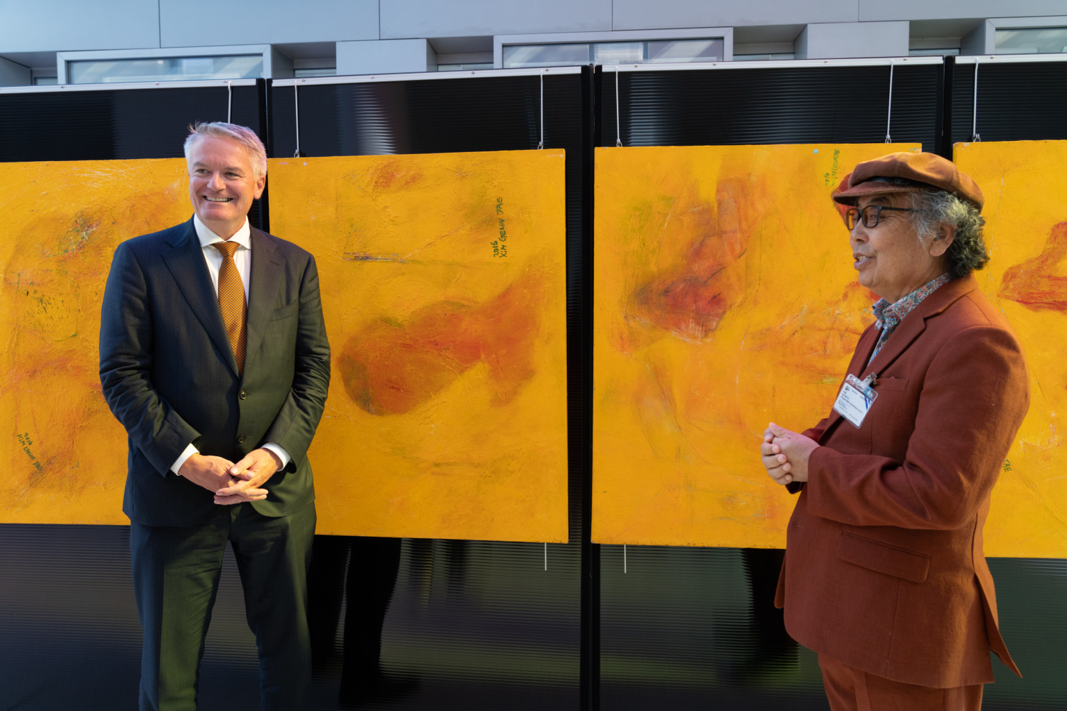 Mathias Cormann, Secretary-General of the OECD attends a donation artwork from artist, Mr. KIM Geun Tae, Korea to OECD in Paris on September 12, 2024.