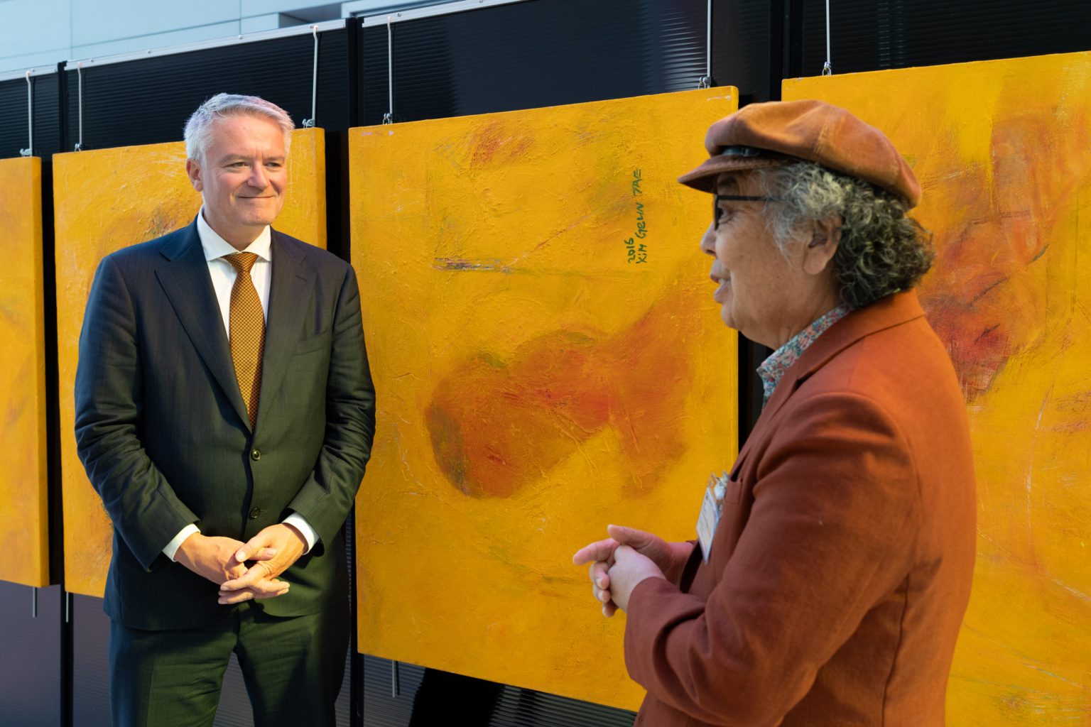 Mathias Cormann, Secretary-General of the OECD attends a donation artwork from artist, Mr. KIM Geun Tae, Korea to OECD in Paris on September 12, 2024.